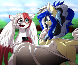 Size: 1553x1303 | Tagged: safe, artist:ggchristian, oc, oc only, oc:eclipse blaze, oc:shoto todoroki, pegasus, pony, bat wings, female, male, mare, paws, ring, stallion, wedding ring, wings