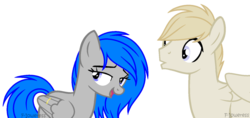 Size: 1024x482 | Tagged: safe, artist:fioweress, oc, oc only, oc:swan feather, oc:velvet starfall, pegasus, pony, female, male, mare, simple background, stallion, transparent background