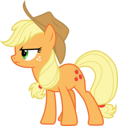 Size: 2825x3000 | Tagged: safe, artist:cloudy glow, artist:yanoda, applejack, pony, castle mane-ia, g4, .ai available, cowboy hat, female, freckles, frown, hat, high res, simple background, solo, stetson, transparent background, vector