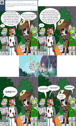Size: 2564x4238 | Tagged: safe, artist:americananomaly, king sombra, oc, oc:burning iron, unicorn, anthro, g4, anthroquestria, armor, canterlot, monty python, monty python and the holy grail, younger