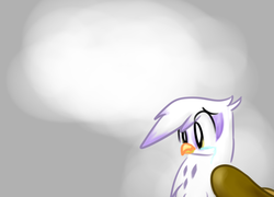 Size: 927x668 | Tagged: safe, artist:flaminbunny, gilda, griffon, g4, bust, crying, female, folded wings, sad, solo, wings