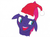 Size: 3344x2468 | Tagged: safe, artist:fizzban08, fizzlepop berrytwist, tempest shadow, pony, unicorn, g4, broken horn, christmas, cute, eye scar, female, hat, high res, holiday, horn, mare, open mouth, santa hat, scar, simple background, solo, tempestbetes, traditional art, white background