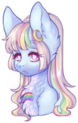 Size: 687x1078 | Tagged: safe, artist:dustyonyx, oc, oc only, oc:nightlight, pony, bust, coat markings, facial markings, female, heart eyes, heart mark, looking at you, mare, multicolored hair, portrait, rainbow hair, simple background, snip (coat marking), solo, transparent background, wingding eyes