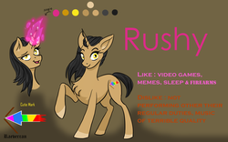 Size: 2560x1600 | Tagged: safe, artist:raeverran, oc, oc only, oc:rushy, pony, unicorn, colored hooves, female, glowing horn, horn, raised hoof, reference sheet, solo
