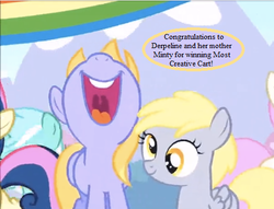 Size: 459x351 | Tagged: safe, edit, edited screencap, editor:korora, screencap, bon bon, cloud kicker, derpy hooves, lyra heartstrings, sweetie drops, twinkleshine, pony, g4, pinkie pride, the cart before the ponies, cropped, cute, derpabetes, dialogue, female, filly, filly bon bon, filly derpy, filly lyra, filly sweetie drops, implied minty, kickerbetes, party, speech bubble, younger