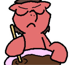 Size: 1200x1080 | Tagged: safe, artist:pokehidden, oc, oc:big brian, pony, banned from equestria daily, animated, animated png, cake, cooking, dissatisfied, eyes closed, food, frame by frame