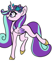 Size: 763x900 | Tagged: safe, artist:biu-e, oc, oc only, alicorn, pony, female, floral head wreath, flower, magical lesbian spawn, mare, offspring, parent:princess cadance, parent:starlight glimmer, parents:glimmerdance, simple background, solo, transparent background
