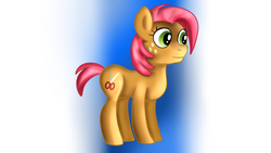 Size: 1280x720 | Tagged: safe, artist:jbond, babs seed, earth pony, pony, g4, female, filly, happy, simple background, solo, standing