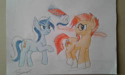 Size: 1024x615 | Tagged: safe, minuette, sunburst, pony, g4, traditional art