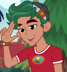 Size: 1011x1077 | Tagged: safe, screencap, timber spruce, equestria girls, g4, my little pony equestria girls: legend of everfree, camp everfree logo, camp everfree outfits, cropped, male, solo