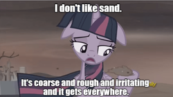 Size: 622x349 | Tagged: safe, edit, screencap, twilight sparkle, alicorn, pony, g4, the cutie re-mark, alternate timeline, anakin skywalker, ashlands timeline, barren, caption, dirt, discovery family, discovery family logo, eyelashes, floppy ears, image macro, impact font, implied genocide, meme, post-apocalyptic, quote, sad, sand, star wars, star wars: attack of the clones, text, text edit, twilight is anakin, twilight sparkle (alicorn), wasteland, whining