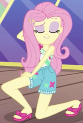 Size: 373x553 | Tagged: safe, fluttershy, equestria girls, g4, my little pony equestria girls: better together, clothes, female, geode of fauna, magical geodes, mirrored, shorts, solo