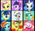 Size: 6000x5313 | Tagged: safe, artist:apexpredator923, applejack, bon bon, derpy hooves, fluttershy, lyra heartstrings, pinkie pie, rainbow dash, rarity, sweetie drops, twilight sparkle, earth pony, pony, g4, 3d, absurd resolution, eyes closed, female, floppy ears, food, mane six, muffin, tongue out, upside down