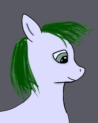 Size: 518x647 | Tagged: safe, artist:albertuha, oc, oc only, earth pony, pony, bust, earth pony oc, face, gray background, looking down, male, portrait, simple background, smiling, stallion