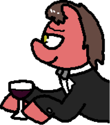 Size: 319x361 | Tagged: safe, artist:pokehidden, oc, oc:big brian, pony, banned from equestria daily, spoiler:banned from equestria daily 1.5, alcohol, animated, animated png, clothes, looking at you, simple background, transparent background, tuxedo, wine
