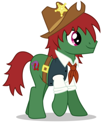 Size: 4535x5118 | Tagged: safe, artist:dragonchaser123, oc, oc only, oc:anthony copeland, pony, absurd resolution, clothes, male, raised hoof, sheriff, simple background, stallion, transparent background, vector