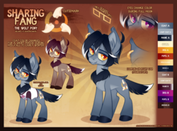 Size: 2706x2000 | Tagged: safe, artist:zombie, oc, oc only, oc:sharing fang, original species, wolf pony, high res, looking at you, male, reference sheet, solo, stallion