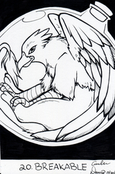 Size: 1234x1861 | Tagged: safe, artist:sonicsweeti, oc, oc only, oc:der, griffon, black and white, glass, grayscale, inktober, monochrome, traditional art
