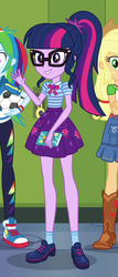 Size: 362x845 | Tagged: safe, screencap, applejack, rainbow dash, sci-twi, twilight sparkle, equestria girls, equestria girls specials, g4, my little pony equestria girls: better together, my little pony equestria girls: forgotten friendship, ball, book, boots, clothes, converse, cowboy boots, cropped, cute, female, football, geode of telekinesis, glasses, legs, magical geodes, offscreen character, pants, ponytail, shoes, skirt, smiling, sneakers, socks, sports, twiabetes, waving