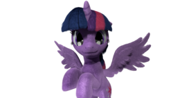 Size: 1920x1080 | Tagged: safe, artist:nebulafactory, twilight sparkle, alicorn, pony, g4, 3d, blender, fluffy, flying, looking at you, simple background, transparent background, twilight sparkle (alicorn)
