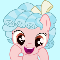 Size: 500x500 | Tagged: safe, artist:earlpeterg, edit, cozy glow, pegasus, pony, g4, what lies beneath, bust, cozy glow is best facemaker, cozybetes, cropped, cute, female, filly, foal, freckles, looking at you, open mouth, smiling, solo, vector