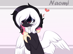 Size: 1023x764 | Tagged: safe, artist:php146, artist:sugaryicecreammlp, oc, oc only, oc:naomi, pegasus, pony, banana, base used, colored wings, female, food, mare, solo