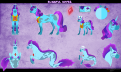 Size: 2025x1215 | Tagged: safe, artist:bijutsuyoukai, oc, oc only, oc:blissful waves, pony, seapony (g4), unicorn, female, hat, mare, solo