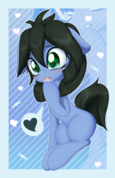 Size: 2500x3852 | Tagged: safe, artist:an-m, oc, oc only, oc:reflect decrypt, earth pony, pony, blushing, cream, female, high res, licking, mare, simple background, solo, tongue out, zoom layer