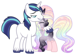 Size: 1441x1047 | Tagged: safe, shining armor, oc, oc:storm gleam, pony, unicorn, g4, base used, canon x oc, couple, eyes closed, female, infidelity, infidelity armor, male, mare, missing cutie mark, raised hoof, shipping, simple background, smiling, stallion, straight, transparent background