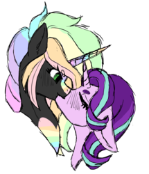 Size: 2214x2574 | Tagged: safe, artist:azrealrou, starlight glimmer, oc, oc:chromatic visions, pony, g4, canon x oc, female, high res, lesbian, shipping