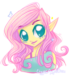 Size: 1520x1632 | Tagged: safe, artist:chaosangeldesu, fluttershy, g4, my little pony equestria girls: better together, bust, clothes, cute, female, looking at you, portrait, shyabetes, simple background, smiling, solo, white background