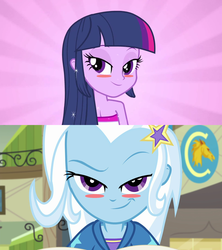 Size: 1920x2160 | Tagged: safe, edit, trixie, twilight sparkle, equestria girls, equestria girls specials, g4, my little pony equestria girls, my little pony equestria girls: better together, my little pony equestria girls: forgotten friendship, female, lesbian, ship:twixie, shipping, shipping domino