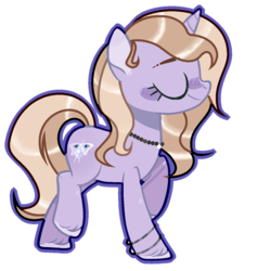 Size: 1244x1248 | Tagged: safe, artist:jxst-alexa, oc, oc only, oc:lilac atropina, pony, unicorn, eyes closed, female, jewelry, mare, necklace, simple background, solo, transparent background