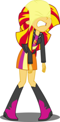 Size: 4382x8991 | Tagged: safe, artist:toonalexsora007, sunset shimmer, equestria girls, g4, absurd resolution, abuse, atomic wedgie, clothes, female, gritted teeth, humiliation, mugen, panties, shimmerbuse, show accurate, simple background, solo, transparent background, underwear, vector, wedgie, yellow underwear