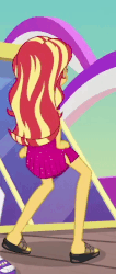 Size: 296x700 | Tagged: safe, screencap, sunset shimmer, equestria girls, g4, i'm on a yacht, my little pony equestria girls: better together, animated, ass, bunset shimmer, butt, butt shake, clothes, cropped, dancing, dress, feet, female, gif, legs, sandals, shimmy, skirt, sunset shimmy