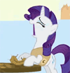 Size: 100x103 | Tagged: safe, screencap, rarity, pony, g4, season 1, winter wrap up, animated, clothes, cropped, female, gif, gif for breezies, picture for breezies, solo, vest