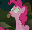 Size: 109x100 | Tagged: safe, screencap, pinkie pie, earth pony, pony, bridle gossip, g4, animated, cropped, female, gif, gif for breezies, picture for breezies, poison joke, solo, spitty pie