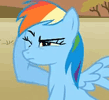 Size: 109x100 | Tagged: safe, screencap, rainbow dash, pony, g4, over a barrel, animated, cropped, female, gif, gif for breezies, picture for breezies