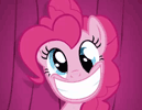Size: 129x100 | Tagged: safe, screencap, pinkie pie, earth pony, pony, g4, season 1, the ticket master, animated, blinking, cropped, female, gif, gif for breezies, picture for breezies, smiling, solo