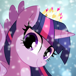 Size: 512x512 | Tagged: safe, artist:pepooni, edit, twilight sparkle, alicorn, pony, g4, cropped, crown, female, jewelry, looking at you, new crown, regalia, smiling, solo, twilight sparkle (alicorn)