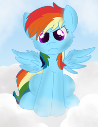 Size: 2550x3300 | Tagged: safe, artist:skyflys, rainbow dash, pony, g4, angry, cute, dashabetes, female, filly, filly rainbow dash, high res, madorable, sitting, solo, spread wings, wings, younger