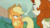 Size: 1002x568 | Tagged: safe, screencap, applejack, autumn blaze, kirin, g4, season 8, sounds of silence, cowboy hat, forest, hat, looking at each other, looking back, smiling