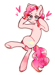 Size: 2000x2700 | Tagged: safe, artist:t-0-rtured, pinkie pie, earth pony, pony, g4, blushing, cute, diapinkes, female, heart, heart eyes, high res, mare, simple background, solo, underhoof, white background, wingding eyes