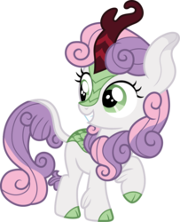 Size: 976x1200 | Tagged: safe, artist:cloudy glow, sweetie belle, kirin, g4, cloven hooves, colored hooves, curved horn, cute, diasweetes, female, filly, grin, horn, kirin sweetie belle, kirin-ified, kirinbetes, leg fluff, leonine tail, looking back, raised hoof, scales, show accurate, simple background, smiling, solo, species swap, squee, transparent background, vector