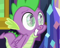 Size: 992x788 | Tagged: safe, edit, edited screencap, editor:clopero overlord, screencap, rarity, spike, dragon, pony, father knows beast, g4, newbie dash, blood, butt, crystal, cute, excited, eye reflection, eyes on the prize, female, gullible, happy, hopeful, male, mare, nosebleed, plot, raised eyebrow, rearity, reflection, ship:sparity, shipping, smiling, solo, spikabetes, straight, winged spike, wings
