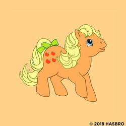 Size: 1080x1080 | Tagged: safe, applejack (g1), pony, g1, official, applejack month, bow, cute, female, jackabetes, solo, tail bow