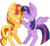 Size: 804x734 | Tagged: safe, artist:kittiebases, artist:marielleangel, sunset shimmer, twilight sparkle, alicorn, pony, unicorn, g4, base used, cute, eyes closed, female, holding hooves, lesbian, mare, shimmerbetes, ship:sunsetsparkle, shipping, simple background, transparent background, twiabetes, twilight sparkle (alicorn)