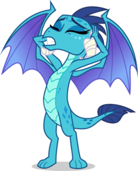 Size: 4467x5533 | Tagged: safe, artist:tomfraggle, princess ember, dragon, g4, school daze, absurd resolution, covering, dragoness, eyes closed, female, simple background, solo, transparent background, vector