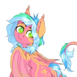 Size: 604x604 | Tagged: safe, artist:cherry_kotya, oc, oc only, pony, green eyes, looking back, solo, wings