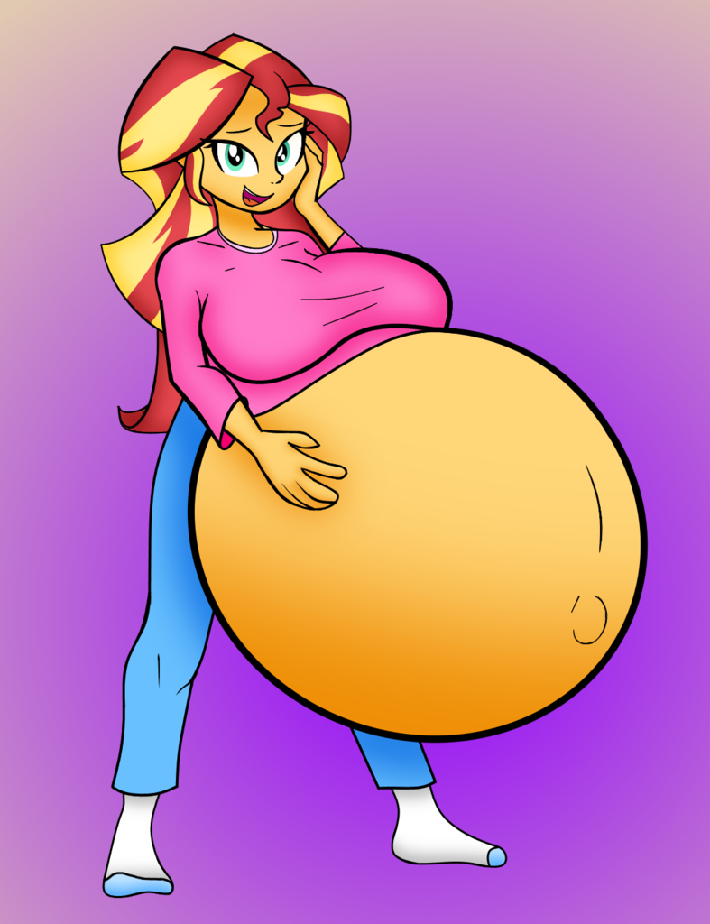 sunset shimmer, equestria girls, belly, belly button, big belly, big breast...